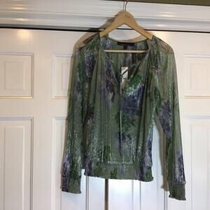 NWT Ethereal Sheer Metallic Top Sz S Fairy Whimsical Office Indie Goth NEW$99